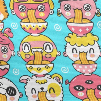 Cute Doll Eating Ramen Pongee