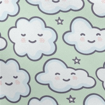 Cute Smiling Clouds Pongee