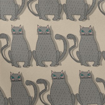 Hand Drawn Blue Eyed Cat Pongee