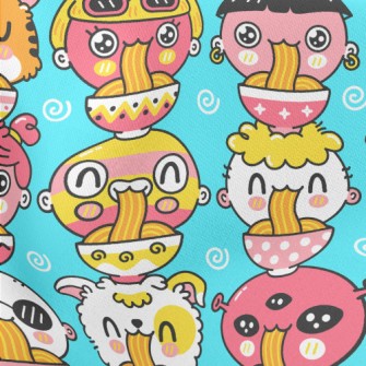 Cute Doll Eating Ramen Lightweight Cotton Poplin