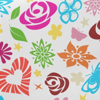 Colorful Floral Pattern Midweight Cotton Poplin