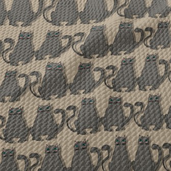 Hand Drawn Blue Eyed Cat Birdseye Piqué