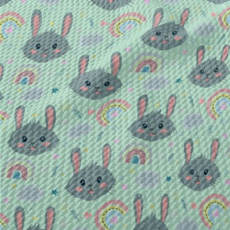 Cute Smiling Rabbit Birdseye Piqué