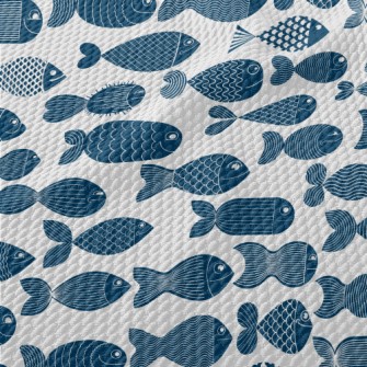 Deep Sea Fish Pattern Birdseye Piqué