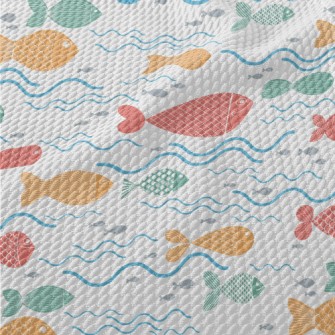 Colorful Fish Swimming Birdseye Piqué