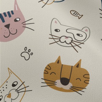 Smiley Cat Doodle Chiffon