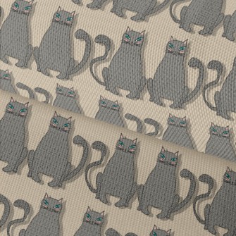Hand Drawn Blue Eyed Cat Waterproof Oxford