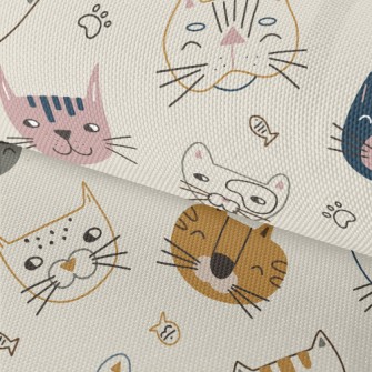 Smiley Cat Doodle Waterproof Oxford