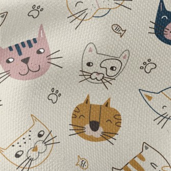 Smiley Cat Doodle Waterproof Canvas