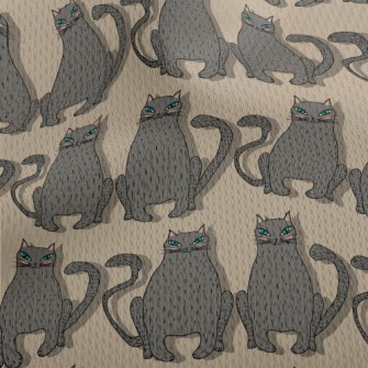 Hand Drawn Blue Eyed Cat Athletic Mesh Flat Back