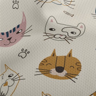 Smiley Cat Doodle Athletic Mesh Flat Back