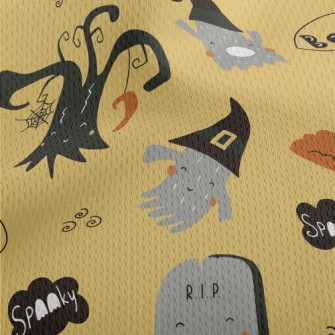 Cute Ghost And Tombstone Athletic Mesh Flat Back