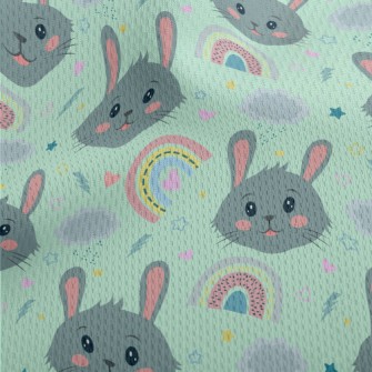 Cute Smiling Rabbit Athletic Mesh Flat Back