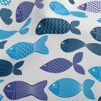 Cartoon Fish Pattern Athletic Mesh Flat Back