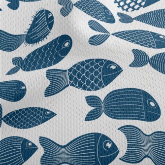 Deep Sea Fish Pattern Athletic Mesh Flat Back