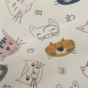 Smiley Cat Doodle Performance Linen