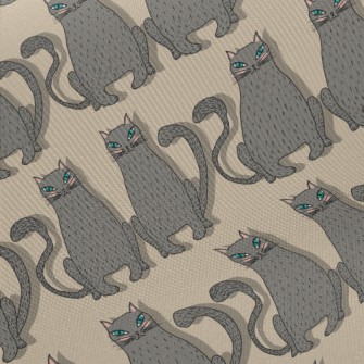 Hand Drawn Blue Eyed Cat Twill