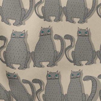 Hand Drawn Blue Eyed Cat Stretch Ponte