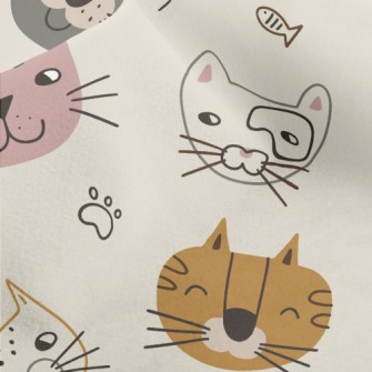 Smiley Cat Doodle Micro Fleece