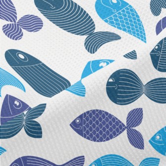 Cartoon Fish Pattern Piqué
