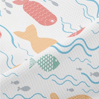 Colorful Fish Swimming Piqué