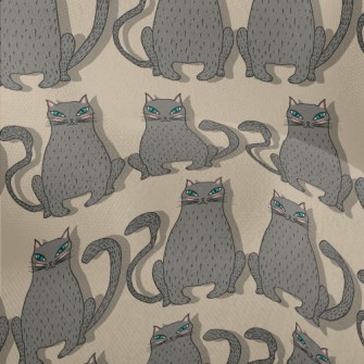 Hand Drawn Blue Eyed Cat Lightweight Performance Linen