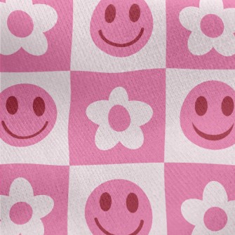 Friendly Smiles And Flowers Jersey Backed Fleece