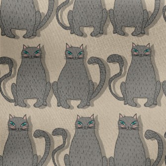 Hand Drawn Blue Eyed Cat Jersey Backed Fleece