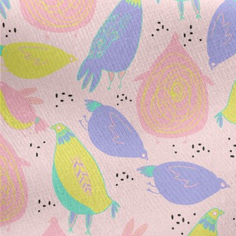Funny Hand Drawn Bird Jersey Backed Fleece