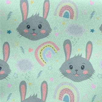 Cute Smiling Rabbit Jersey Backed Fleece