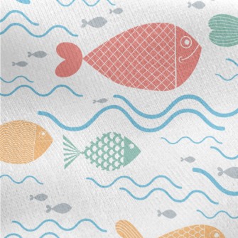 Colorful Fish Swimming Jersey Backed Fleece