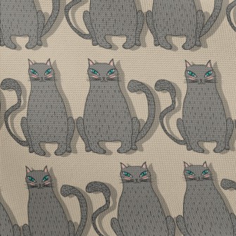 Hand Drawn Blue Eyed Cat Pongee