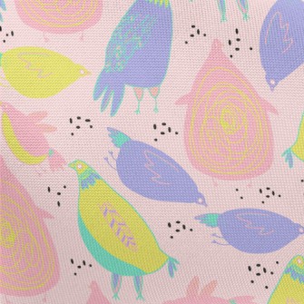 Funny Hand Drawn Bird Pongee