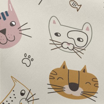 Smiley Cat Doodle Pongee