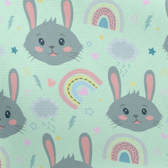 Cute Smiling Rabbit Pongee