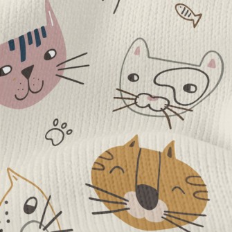 Smiley Cat Doodle Stretch Jersey