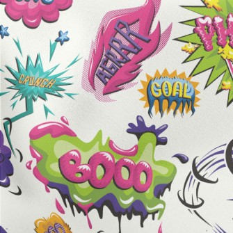 American Comic Text Lightweight Cotton Poplin