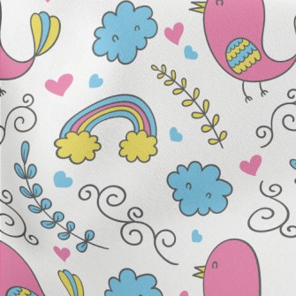 Colorful Graffiti Bird Lightweight Cotton Poplin