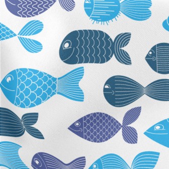 Cartoon Fish Pattern Lightweight Cotton Poplin