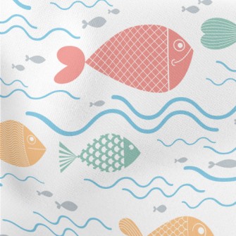 Colorful Fish Swimming Lightweight Cotton Poplin