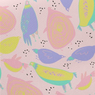 Funny Hand Drawn Bird Midweight Cotton Poplin