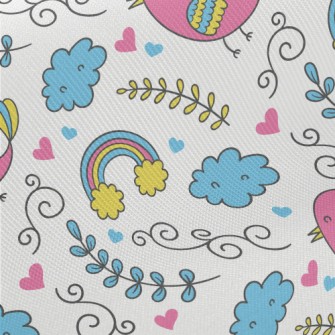 Colorful Graffiti Bird Midweight Cotton Poplin