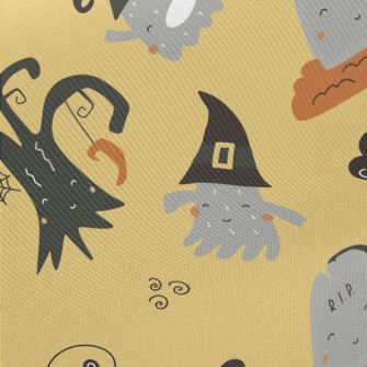 Cute Ghost And Tombstone Midweight Cotton Poplin