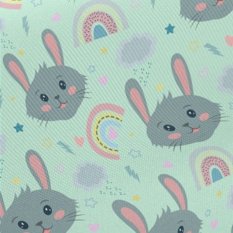 Cute Smiling Rabbit Midweight Cotton Poplin