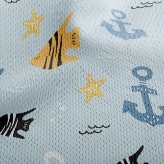 Striped Fish And Anchor Athletic Mesh Flat Back