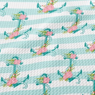 Rose Flower Anchor Birdseye Piqué