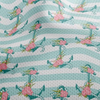 Rose Flower Anchor Athletic Mesh Flat Back