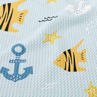 Striped Fish And Anchor Birdseye Piqué