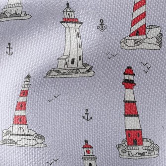 Lighthouse And Flying Seagulls Waterproof Canvas