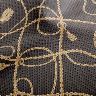 Gold Beaded Chain Athletic Mesh Flat Back